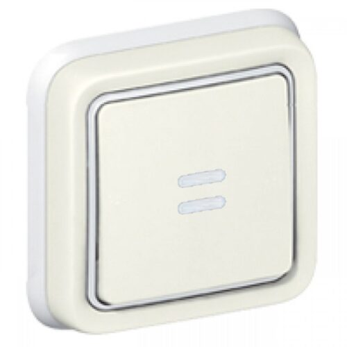 Poussoir étanche lumineux Plexo complet encastré - Blanc - 069861 - Legrand