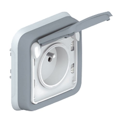 Prise de courant étanche Plexo complet encastré - Gris - 069831 - Legrand
