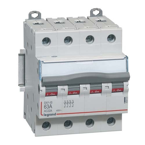 Interrupteur sectionneur Tétrapolaire 63A DX-IS vis/vis 4P 400V 4M - 406481 - Legrand