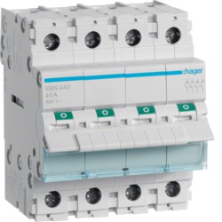 Interrupteur Sectionneur Tétrapolaire 40A - 4P 230V - SBN440 - Hager