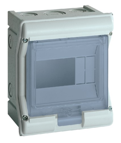 Coffret étanche Vector IP55 1 rangée 4+2 modules – VE106F – Hager