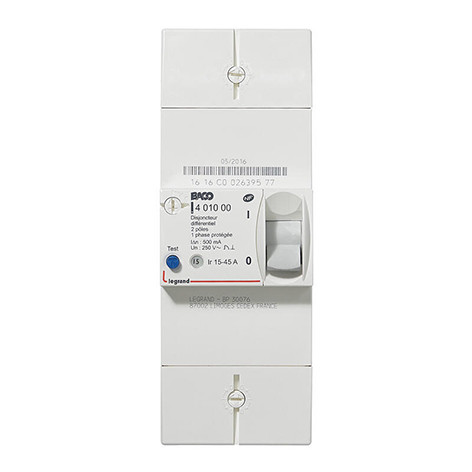 Disjoncteur de branchement - bipolaire - instantané - 60A - 401051 - LEGRAND  - Mon Habitat Electrique