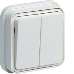 Double va-et-vient étanche Cubyko complet encastré - Blanc - WNE040B- Hager