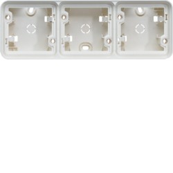 Boîte en saillie Cubyko pour mécanisme associable - 3 postes Horizontaux - Blanc - WNA683B- Hager