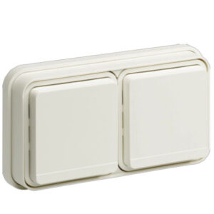 Prise double 2P+T étanche - Horizontale - complet encastré - Blanc - Cubyko - WNE122B - Hager