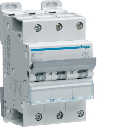 Disjoncteur 3P - Courbe C 10A - 3 modules -Hager - NFT310