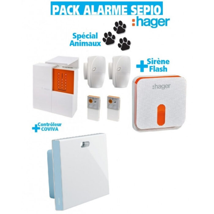 Pack Alarme Sepio Connecté + sirène + conrôleur coviva - RLP306F - Hager