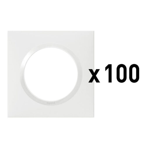 Lot de 100 plaques de finition carrée 1 poste Dooxie - Blanc - 600941 - Legrand