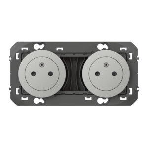 Double prise de courant 2P+T Surface précâblée 16A Dooxie - Finition alu - 600432 - Legrand