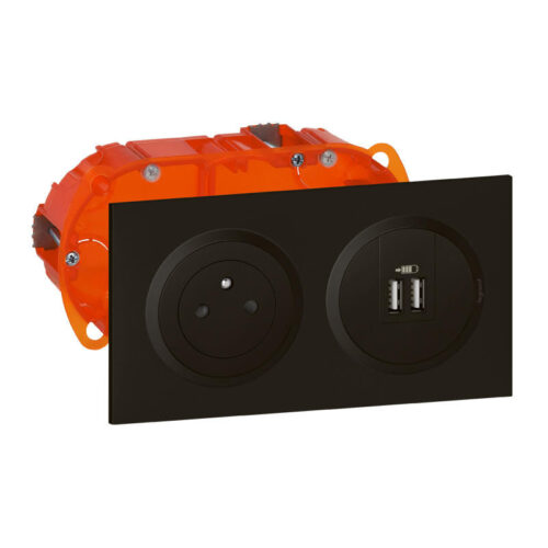 Kit prise de courant Surface + module de charge 2 USB Dooxie - Noir - 300409 - Legrand