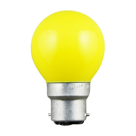 Ampoule couleur jaune sphérique 230V 15W B22D – 124047 – Orbitec