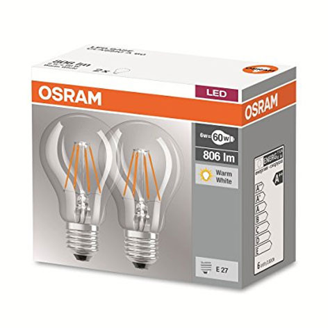 Pack de 2 Ampoules LED Retrofit Filament 7 - 60W 2700K E27 Osram