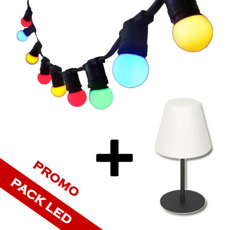 Guirlande Guinguette 9M + Luminaire sur Pied 52cm