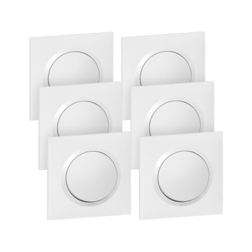 Lot de 6 interrupteurs va-et-vient complet Dooxie One 10AX 250V~ - Blanc - 300430 - Legrand