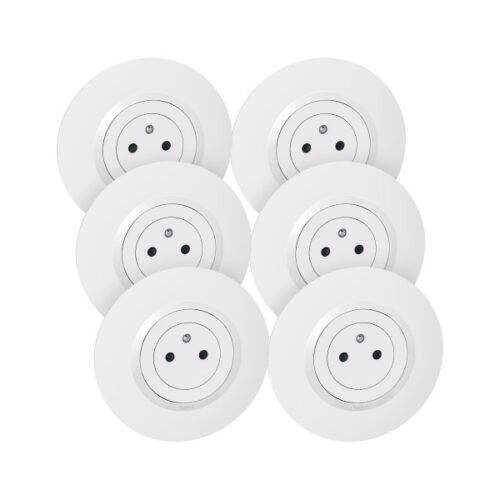 Lot de 6 prises de courant 2P+T Surface complet Dooxie Déco - Blanc - 300435 - Legrand