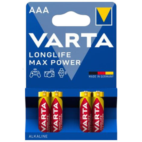 Pile alcaline LR03 (AAA) – Longlife Max Power – 1,5V – Blister de 4 – 4703 – Varta