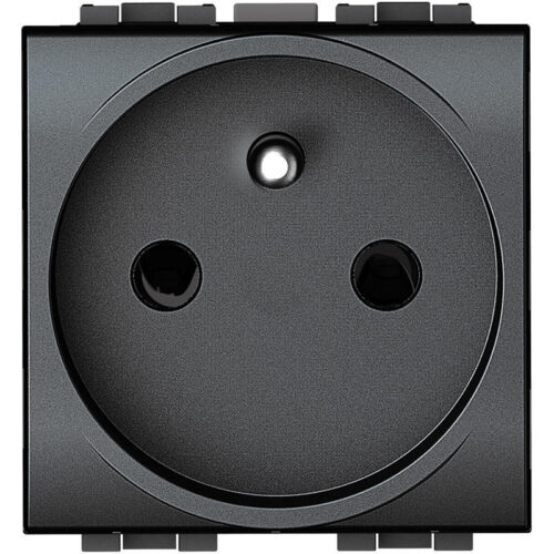 Prise de courant 2P+T à bornes auto 2 modules - Livinglight - Anthracite - L4142AN - BTicino