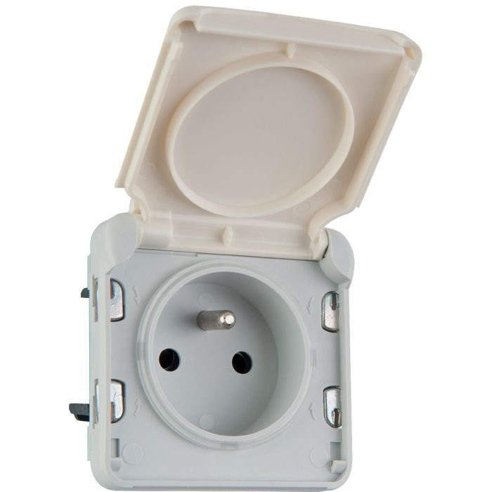 Prise de courant 2P+T composable avec éclips de protection IP55 – Plexo – Blanc – 069621 – Legrand