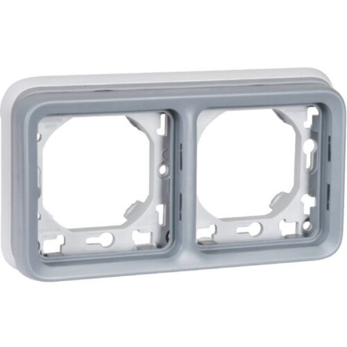 Support plaque 2 postes horizontaux composable IP55 - Plexo - Gris - 069683 - Legrand