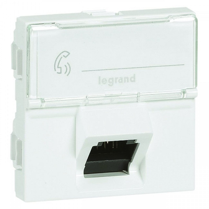 Prise RJ45 catégorie 6A STP inclinée à 45° de 2 modules – Mosaic – Blanc – 076508 – Legrand