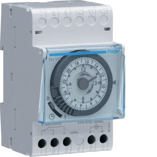 Interrupteur horaire électromécanique 1 voie 24h avec réserve 3 modules - EH111 - Hager