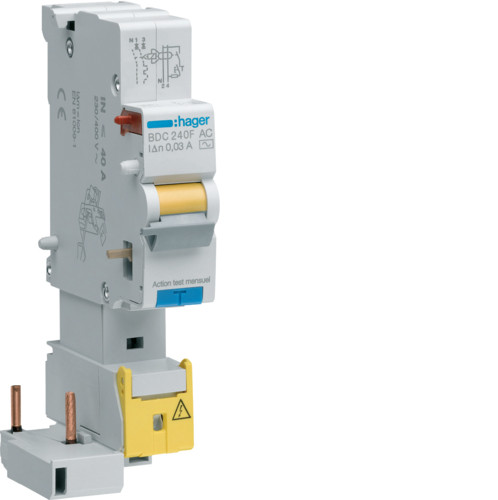 Bloc differentiel 1P+N - 400V~ - 40A - typeAC - 300mA - BFC240F - Hager