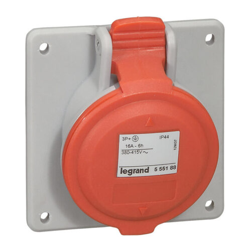 Prise à entraxes unifiés fixe P17 16A - 380V~ à 415V~ - 3P+T - 555188 - Legrand