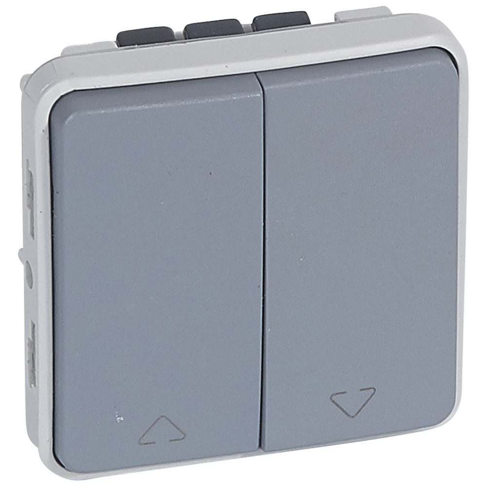 Double interrupteur pour volets roulants composable 10AX 250V – IP55 – Plexo – Gris – 069538 – Legrand