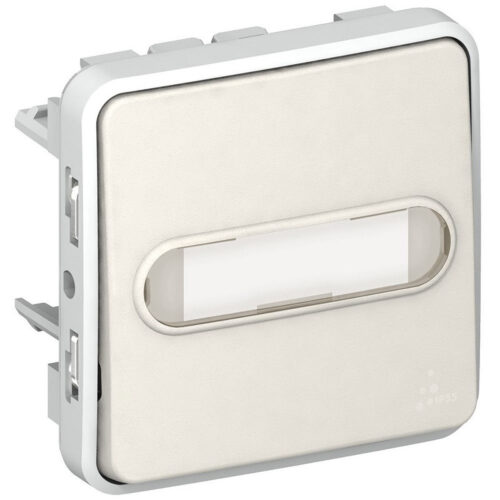 Poussoir NO lumineux avec porte-étiquette composable IP55 10AX 250V - Plexo - Blanc - 069633 - Legrand