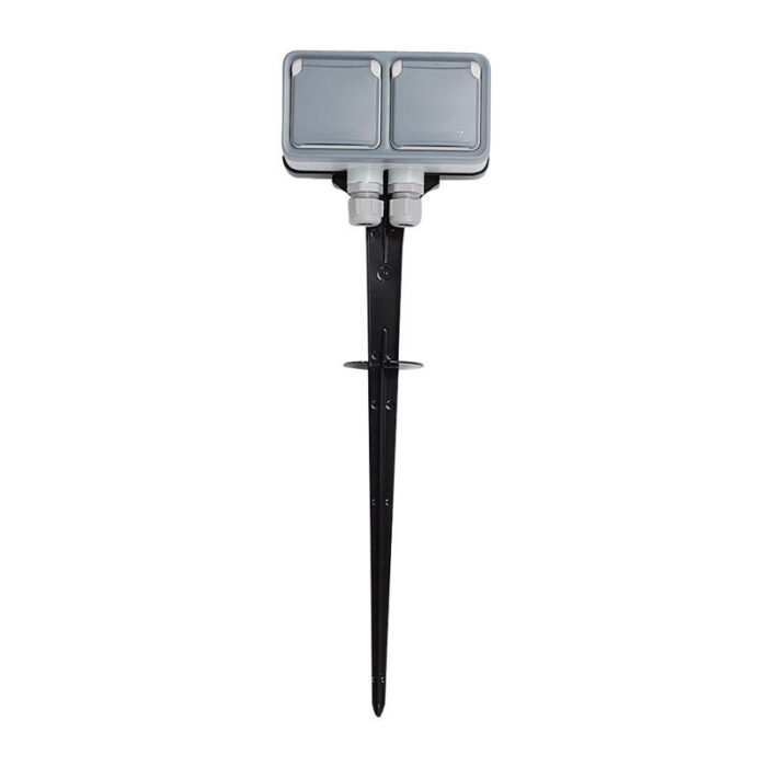 Piquet de jardin avec 2 prises 2P+T + 2 postes Plexo complet - Gris - 069749 - Legrand