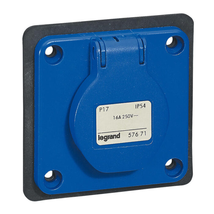 Prise P17 à brochage domestique 16A - 250V~ - 2P+T - IP54 - 057671 - Legrand