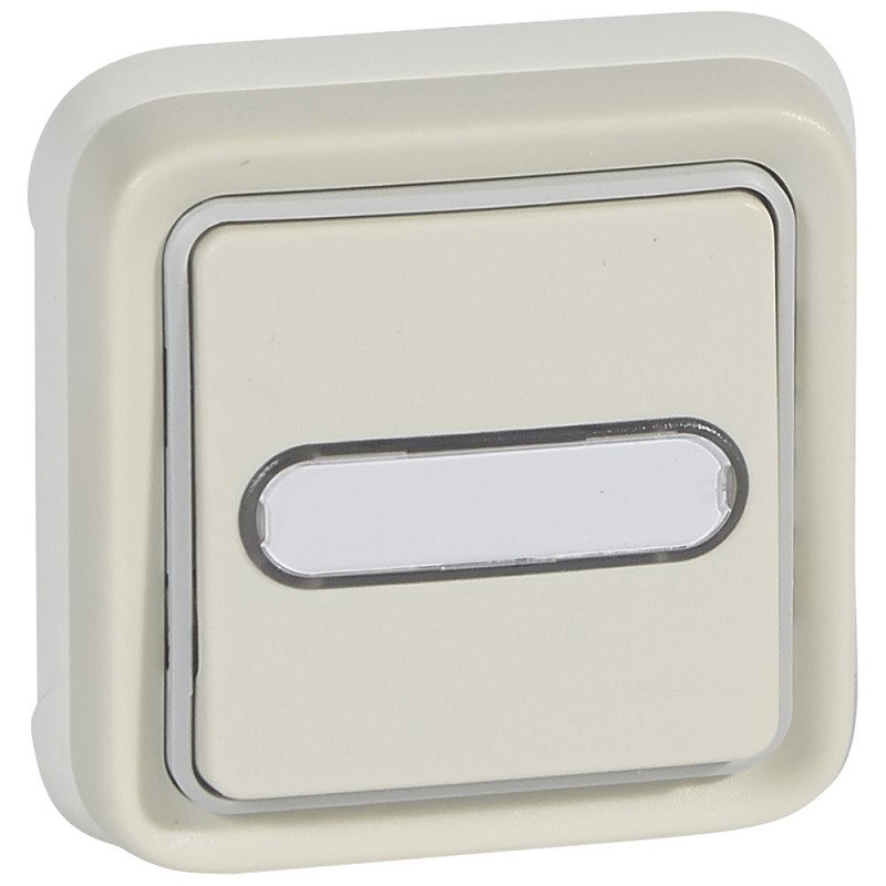 Poussoir inverseur NO+NF lumineux avec porte-étiquette Plexo complet IP55  – Blanc – 069864 – Legrand