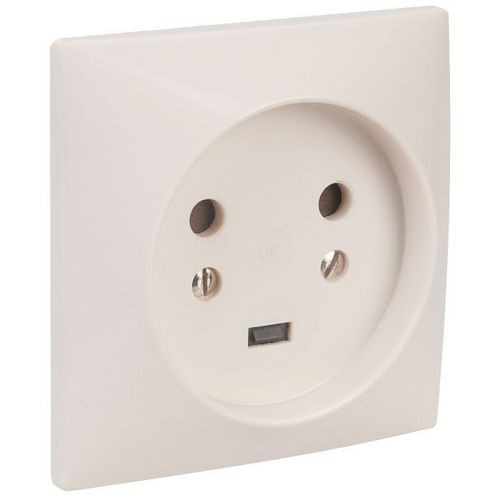 Socle 2P+T à vis avec éclips de protection - 80x80mm - Blanc - 055422 - Legrand