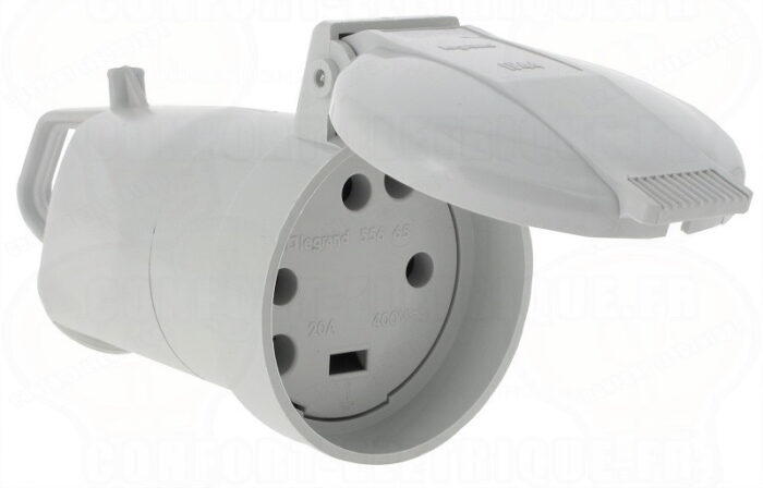 Prolongateur 3P+N+T 20A 400V~ avec volet de protection - Blanc - 055667 - Legrand