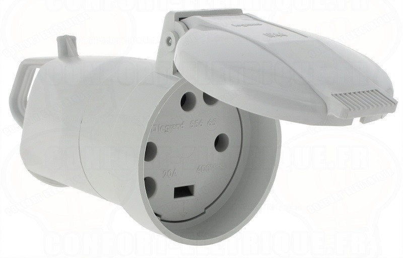 Prolongateur 3P+N+T 20A 400V~ avec volet de protection – Blanc – 055667 – Legrand