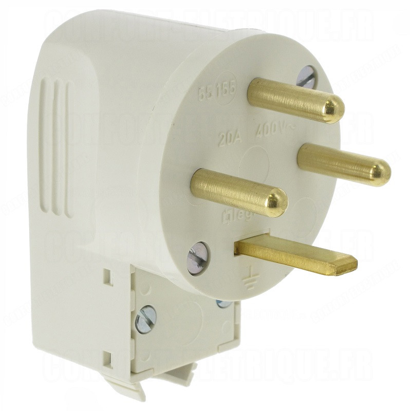 Fiche 3P+T 20A avec serre-câbles – Blanc – 055155 – Legrand