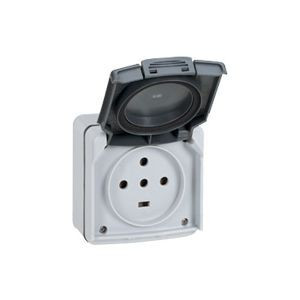 Prise 3P+T+N étanche 32A Plexo complet - Gris - 055877 - Legrand