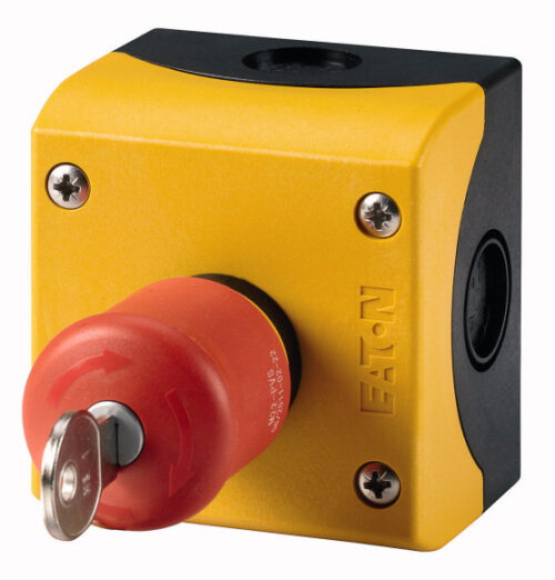 Boite à bouton arrêt d'urgence à clé 1O/1F - IP67 - M22-PVS/KC11/IY - 216523 - Eaton
