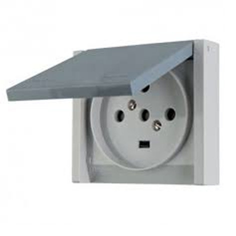 Prise de courant 3P+N+T 20A à fixer sur boîte Ø67mm Plexo complet - Gris - 055708 - Legrand