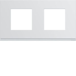 Plaque de finition 2 postes horizontale Gallery - Entraxe 71mm - Blanc Pure - WXP0012 - Hager