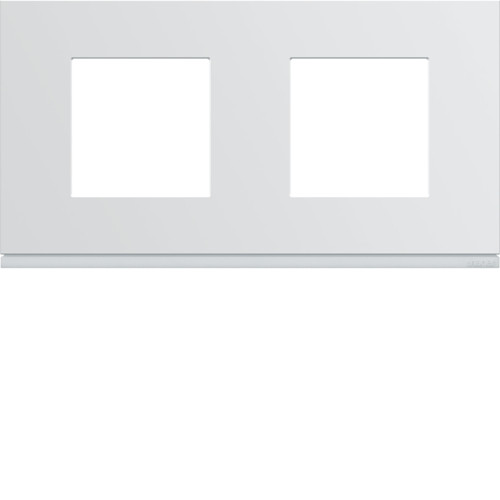 Plaque de finition 2 postes horizontale Gallery - Entraxe 71mm - Blanc Pure - WXP0012 - Hager