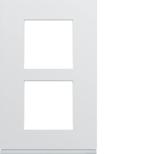 Plaque de finition 2 postes verticale Gallery - Entraxe 57mm - Blanc Pure - WXP0022 - Hager