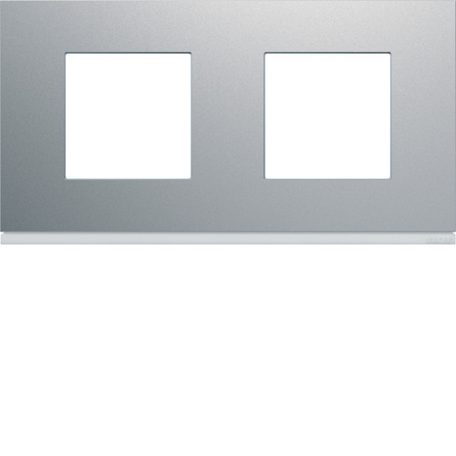 Plaque de finition 2 postes horizontal Gallery - Entraxe 71mm - Titane - WXP0112 - Hager