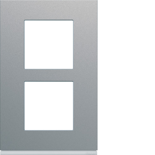 Plaque de finition 2 postes vertical Gallery - Entraxe 57mm - Titane - WXP0122 - Hager