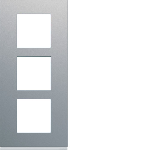 Plaque de finition 3 postes vertical Gallery - Entraxe 57mm - Titane - WXP0123 - Hager