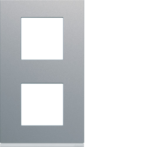 Plaque de finition 2 postes vertical Gallery - Entraxe 71mm - Titane - WXP0142 - Hager