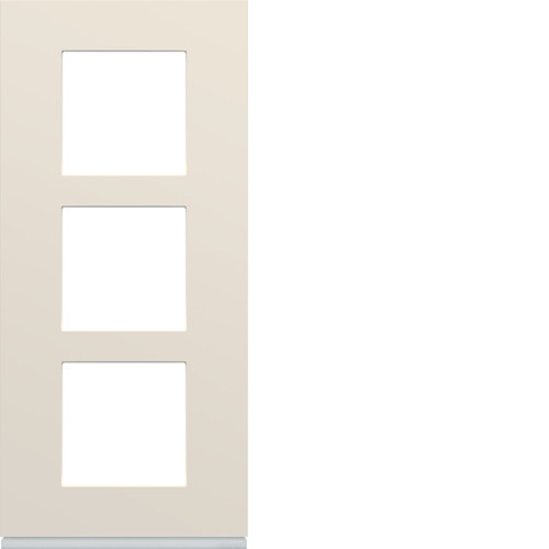 Plaque de finition 3 postes verticale Gallery - Entraxe 57mm - Blanc dune - WXP0323 - Hager