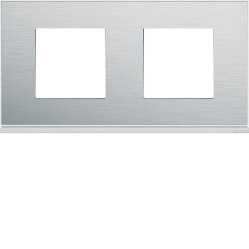 Plaque de finition 2 postes horizontale Gallery - Entraxe 71mm - Aluminium - WXP2012 - Hager