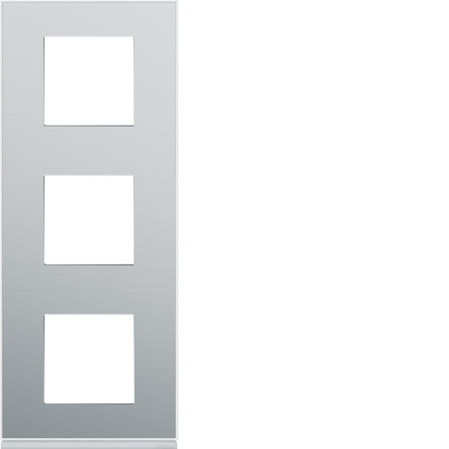Plaque de finition 3 postes verticale Gallery - Entraxe 71mm - Aluminium - WXP2043 - Hager