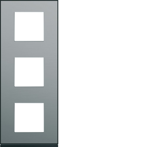 Plaque de finition 3 postes verticale Gallery - Entraxe 71mm - Steel - WXP2143 - Hager